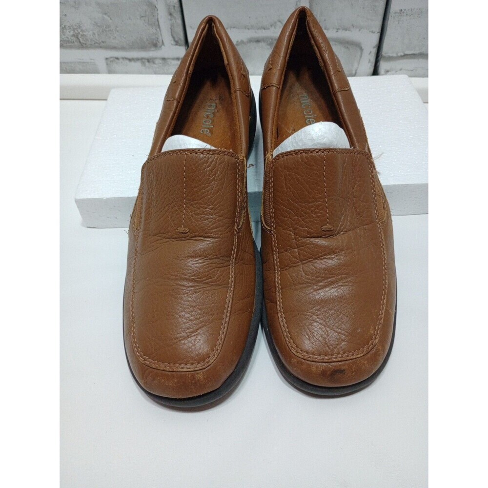 Nicole Natural Tan Leather Loafer  Flats Womens - Size 8.5 M